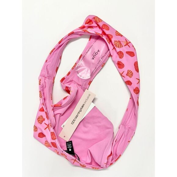 AQUA Printed Bikini Bottom Swimwear Beach Shells in Pink Size Large NEW - Picture 6 of 6